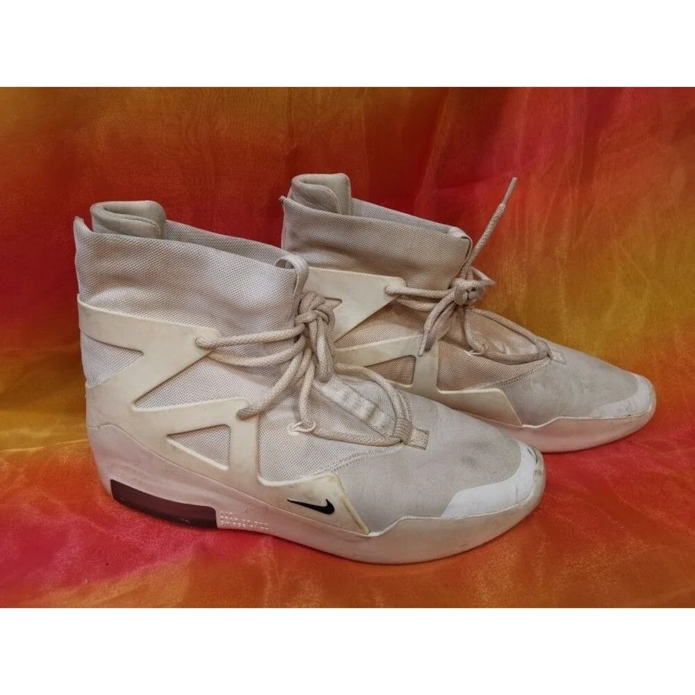 Men's Nike Air Fear Of God 1 Light Bone Size 12 M In one shoe needs to fixed zip
